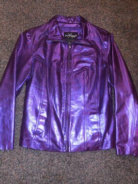 Share Women's Vintage Maxima by Wilson's Metallic Purple Leather Jacket